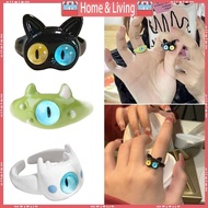 ci 2023 Cute Monster Rings Women Fashion Sweet Three Color Cat Eyes Couple Ring