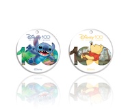 Disney100 Pooh &amp; Stitch Compatible with EZ-link machine Singapore Transportation Charm/Card Round（Expiry Date:Aug-2029）