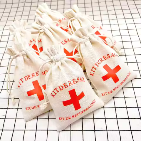 10Pcs/Lot Wedding Anti-hangover Kit Hangover Kit Bags Kit resaca for Guests Gift Cotton Linen Kit Ev