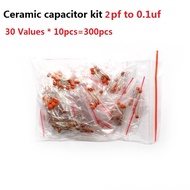 Ceramic Capacitor Set Kit 300pcs 30 Values 2pf to 0.1uf 50V Assorted Kit Set Assortment Pack 22PF 30