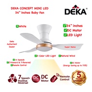 Deka Baby Fan Deka CONCEPT MINI LED (White) 34 inch 3 Blades DC Motor Ceiling Fan with Remote Control ((3 Color LED Light)) - 14 Speeds (7 Forward + 7 Reverse) - ((New Model))