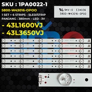 Backlight TV TOSHIBA 43 Inch 43L1600VJ 43L3650VJ 5800-W43016-OPOO