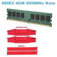 (ZKTI) DDR2 4GB Memory Ram+Cooling Vest 800MHz PC2-6400 240 Pin 1.8V DIMM for AMD Desktop PC Ram