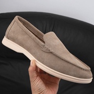 ผู้ชายหนังนิ่มหนังLoafersแบนรองเท้าSlip-Onแฟชั่นSuede FlatsคลาสสิกรอบToeหนังนุ่มLoafers 2025