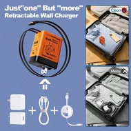 120W GaN Fast Charger - Built-In 47in/120cm Retractable Type-C + Lightning Dual Data Cable, USB-C Po