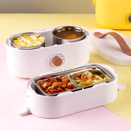 乐扣乐扣LOCK&LOCK 加热饭盒 电热饭盒 便携式蒸煮保温便当盒 双层不锈钢内胆上班族午餐盒 1.2L白色