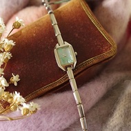 -古董經典ALBA珍珠貝面綠色方形手錶 手鍊 庫存老品 W735