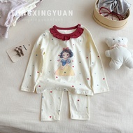 Children's Pajamas Set Class A Pure Cotton Lycra Cotton Girls Autumn Clothes Long Pants Loungewear T