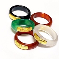 Cincin agate Love emas999nipis