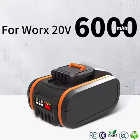 20V 6000mAh Lithium ion Replacement Rechargeable Battery for Worx WA3551 WA3553 WX176 WX550 WX386 WX