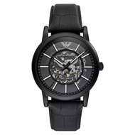 Armani (Emporio Armani) Black Samurai Watch Mechanical Watch Leather Strap Automatic Hollow Mechanic