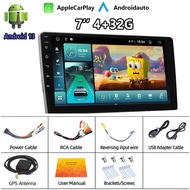 4+32G With Carplay 7/9/10 นิ้ว 2din วิทยุติดรถยนต์ Android 13 รถวิทยุเครื่องเล่นมัลติมีเดีย 2.5D ครื