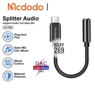 Mcdodo CA-7560 DAC Mic Call Audio Converter Splitter USB Type C to Jack Music Round 3.5mm Support Ca