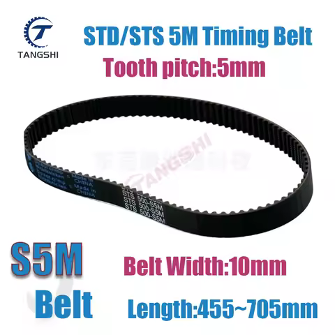 S5M Rubber Closed Loop Timing Belt Width 10mm Length455 460 465 470 475 480 485 490~500 525 540 550 