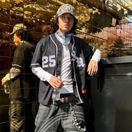 Supreme SS25 WEEK5 Old English Baseball Jersey 美式復古潮流斜紋貼花網眼短袖開衫棒球服外套 男女同款