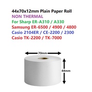 (10 ROLLS) PAPER ROLL High white 44MM X 70MM X 12MM 44 x 70 x 12 SHARP ER-A310 A330 Casio Samsung (N