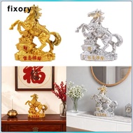 [fixory] Horse Art Figurine Horse Resin Statue Handmade Wealth Figurine for Home Office