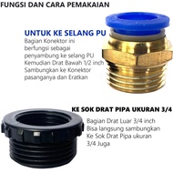 1/2 thread 3/4 inch to 10mm and 12mm slip lock fitting