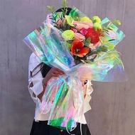 20PCS Iridescent Film Cellophane Wrapping Packaging Paper For Flower Bouquet Gift Decoration Rainbow