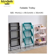 KTY Multifunction 3 tier Trolley Storage Rack Foldable Trolley Lockable Wheels