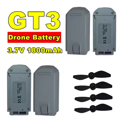 Original GT3 Drone 3.7V 1800mAh Battery Includes Propellers Genuine Replacement Part for GT3 UAV Rec