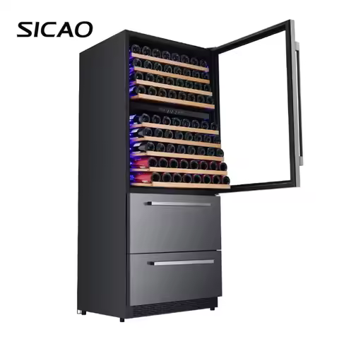 600L Stainless Steel Wine Cooler 3 Zone Wine Fridge with Light Glass Door Large Capacity Beverage Ch