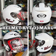 HELMET KYT DJ MARU PLAIN WHITE OPEN FACE VISION 2 SINGLE VISOR HELLCAT TT COURSE NFJ TTR INDONESIA V