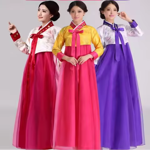 Female Korean Stage Dance Costume Korea Traditional Elegant Princess Palace Costume Korea Emboridery