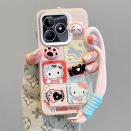 3D Sanrio Kitty Cinnamoroll Cartoon Mirror Holder Phone Case For Realme 5 5i 5S 6i 9i C1 C3 C51 C53 