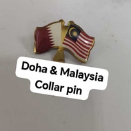 Doha & Malaysia  Collar Pin Two Flag Bendera Doha & Malaysia Collar Pin 2 Flag Bendera