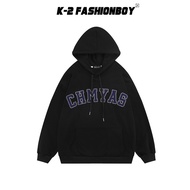 [K-2] CHMYAS Simple English Hooded Thin Style T Pocket Drawstring Loose Version Korean Versatile Wea