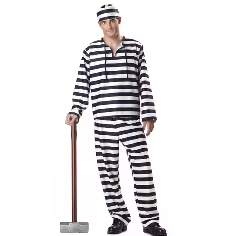 Ethnic Fashion Prisoner Roleplay Costume MXL Size Traditional Clothing Stage Performance Specialized
