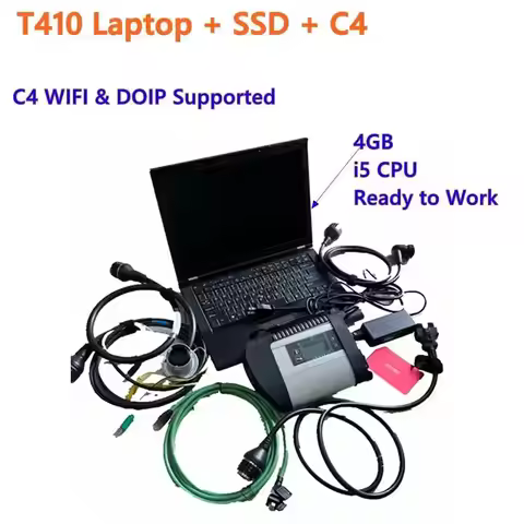 MB Star C4 with 90% New laptop T410 i5 4gb WiFi diagnostic SD Connect C4 2025.03 Software 512gb SSD 