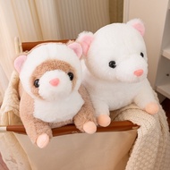 Kawaii Ferret Plushie Coffee White With Cute Face And Lying Pose Soft Stuffed Cute Angora Animal