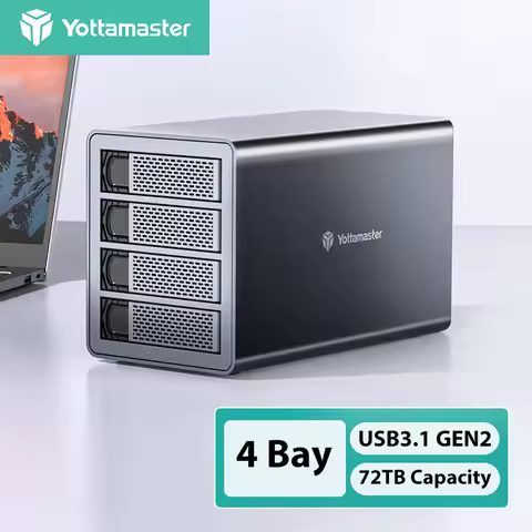 Yottamaster Type-C 10Gbps 4-Slot HDD Enclosure 2.5"/3.5" USB3.1 to SATA3.0 External Hard Drive SSD S