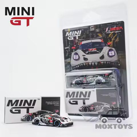 MINI GT 1:64 911 GT3 R #77 AO Racing 2025 IMSA Petit Le Mans Paper Box / Blister Packaging Diecast M