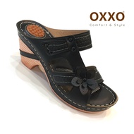 OXXO รองเท้าเพื่อสุขภาพ รองเท้าแตะส้นสูงแบบสวม งานเย็บมือทนทาน สวมใส่สบาย น้ำหนักเบามาก 1A6177