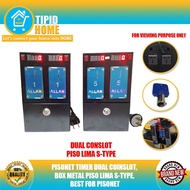 TIPID HOME PISONET TIMER DUAL COINSLOT, BOX METAL PISO LIMA S-TYPE, BEST FOR PISONET