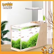 Lovinland Desktop Mini Aquarium Fish Tank Beta Aquarium with LED Light Fish Tank Decoration