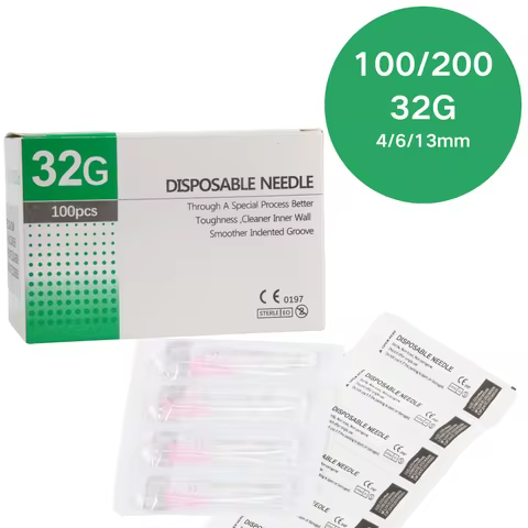 100/200pcs 30/32/31G 4/6/13mm needle Piercing Injection glue Clear Tip Cap Tattoo cartridge For Phar