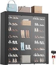 LVNIUS Large Tall Shoe Rack With Covers Shoes Closet 9-Tier 40-46 Pairs, Sneaker Organizer Cabinet Closed Shelves Stand Holder For Garage Bedroom,Zapateras 50 Pares, Black