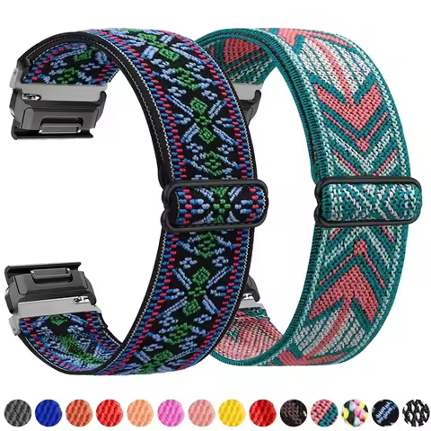 Elastic Woven Nylon Loop Strap For Garmin 22 26mm Fenix 7 7X 6X 6 Pro 5 5s 5X Plus 3HR 945 Epix Gen 