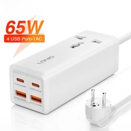CFGYU LDNIO 65W Type C ที่ชาร์จไฟเต้าเสียบ2เมตรสายพ่วง4 USB อะแดปเตอร์เต้าเสียบป๊อป EU เกาหลีปลั๊กอเ