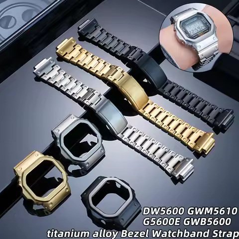 DW5600 GWM5610 G5600E GWB5600 series titanium alloy Bezel Watchband For Casio 5600 5610 Man's watch 