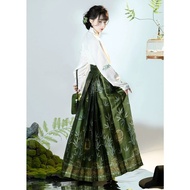 Horse Face Skirt Hanfu Woman Horse Skirt Airplane Sleeve Two-Piece Set Bamboo Pattern Improved Hanfu 【竹影】馬面裙套裝明制汉服女马面裙Dsmyz2528