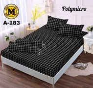 SET SEPRAI 2 BANTAL 2 GULING 180X200 160x200 120x200 MOTIF KOTAK HITAM SPREI HOMEMADE MURAH SATU SET