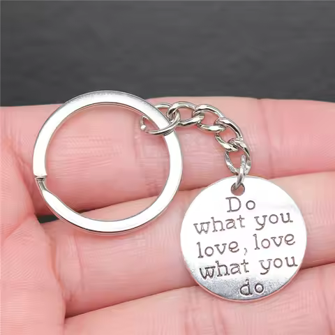 Souvenirs Gift Antique Silver Color 24x24mm Do What You Love Love What You Do Pendant Keyring