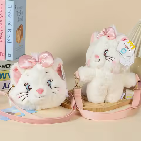 Disney Marie Cat Plush Crossbody Bag Cute Cartoon Shoulder Bag Soft Fluffy Handbag for Girls Kids Gi