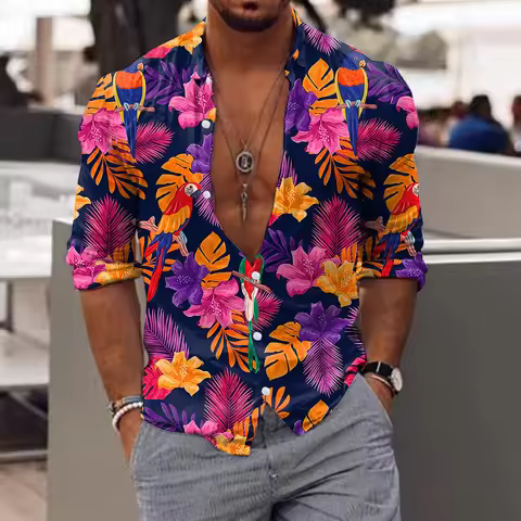 Men's Floral Shirt Tropic Leaf 3d Print Shirts Men Fashion Hawaiian Shirt Casual Beach Short Sleeve 