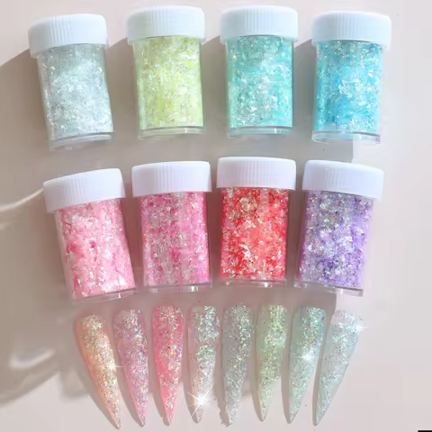 8-Color Lridescence Ultra-Thin Nail Enhancement Glitter DIY Glue Drip Festival Decorative Sequins Fr
